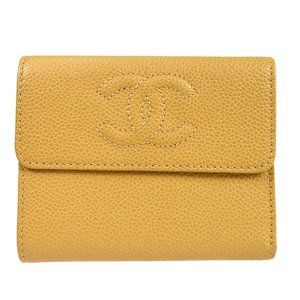 Chanel Trifold Wallet Beige Caviar